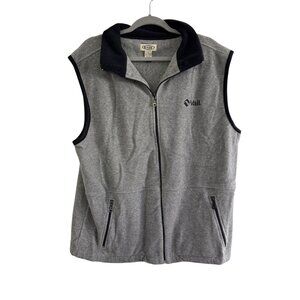 Vintage Vail Gray Fleece Zip-Up Vest 2XL With Black Collar & Pockets